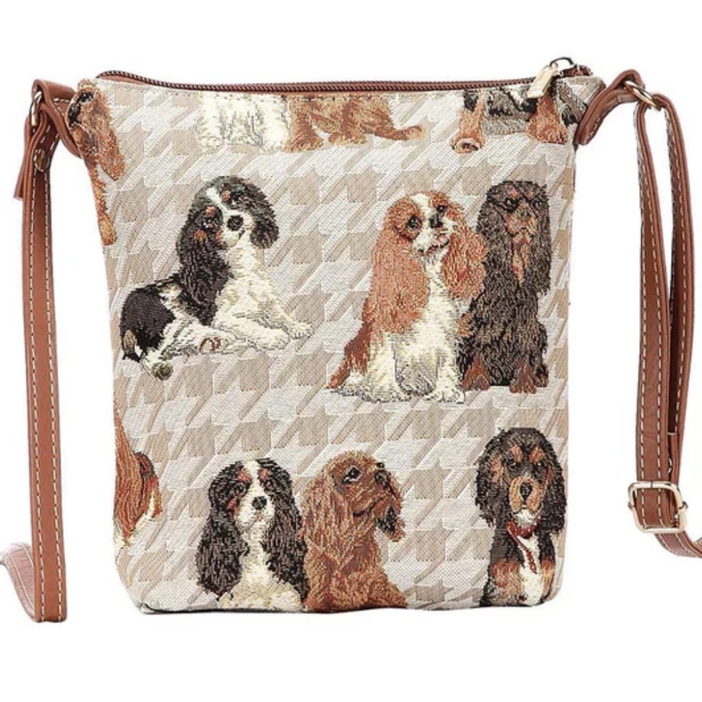 Signare King Charles Spaniel Dog Print Sling Bag